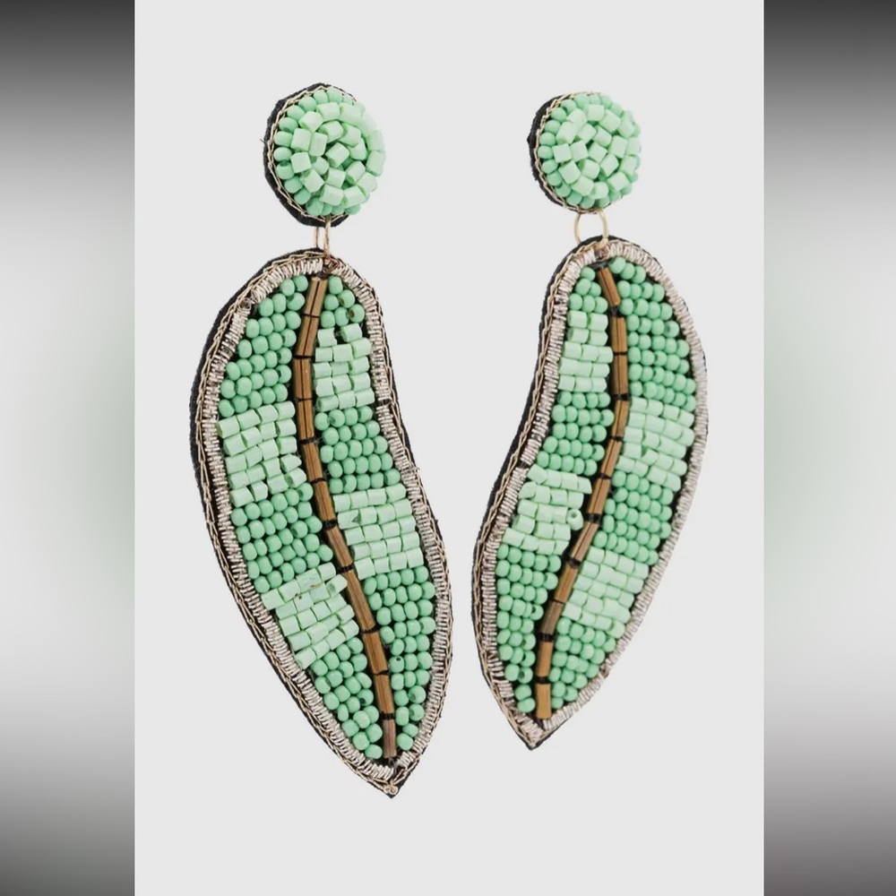 Mint Green Beaded Earrings